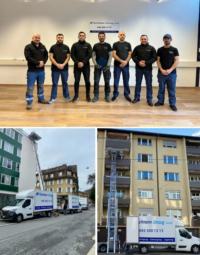 Umzugsfirma Aargau: Team von Fachmann Umzug verlädt Möbel beim Umzug